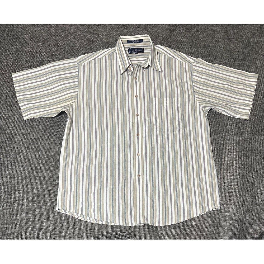 John Ashford Men's L Striped Short Sleeve Shirt‎